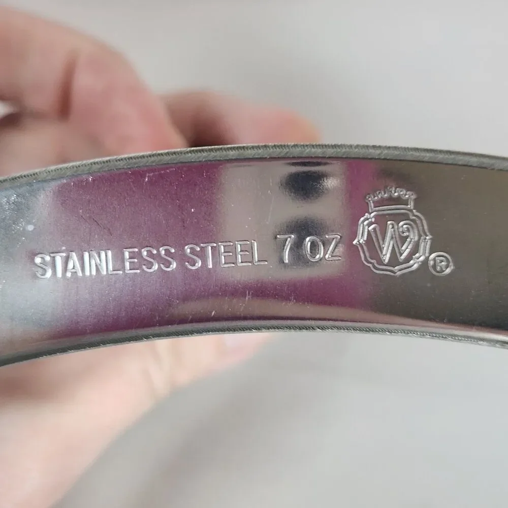 Vintage W Stainless Steel Drinking Flask sweater holder party 7 Oz‎ 5